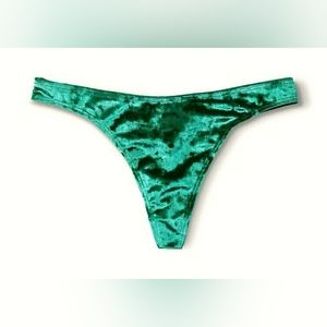 Pink Victoria's Secret Emerald Green Velvet Thong